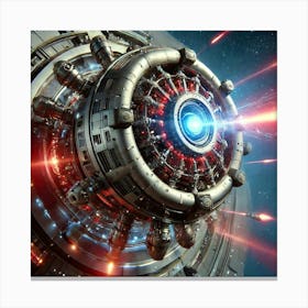 A Close Up Futuristic Scene Showing The High Energ Canvas Print