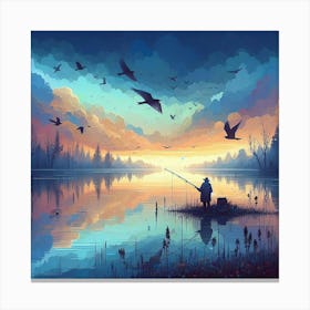 Sunset Fishing Canvas Print