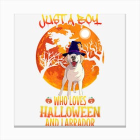 Just A Kid Who Loves Halloween Pumpkin And Dog Boy Canvas Print