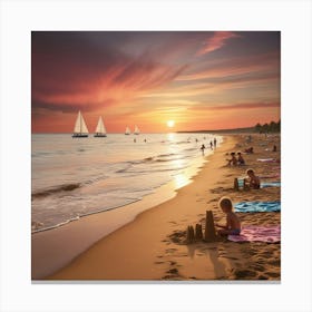 Sunset On The Beach 1 Canvas Print