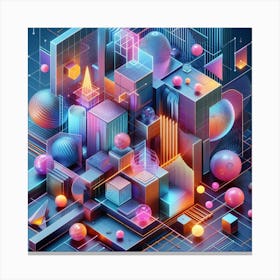 Holo-Deco: A Dynamic and Elegant Display of Abstract 3D Shapes Canvas Print