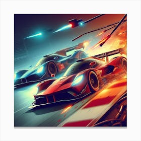Race Cars In Flames Canvas Print