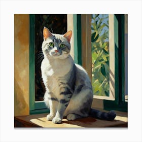 Cat In Window Canvas Print