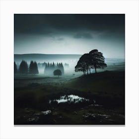 Dark Misty Landscape Canvas Print