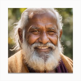 Portrait Of Old Man Smiling Canvas Print