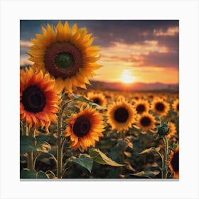 Sunflowers At Sunset 1 Canvas Print