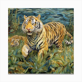 Tiger And Cubs Canvas Print