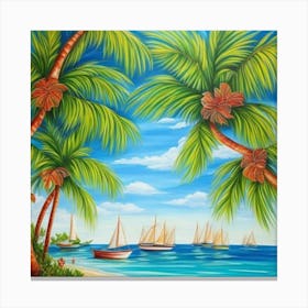 Palm Trees On The Beach 13 Canvas Print