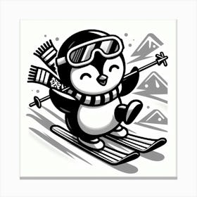 Penguin Skiing 5 Canvas Print