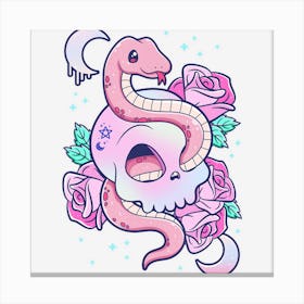 Limited Edition Kawaii Pastel Goth Cute Creepy Skull Serpent Canvas Print