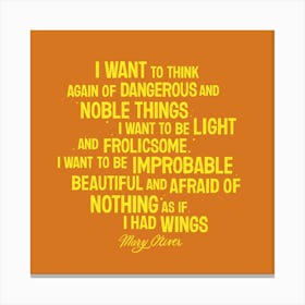 Mary Oliver Wings Square Canvas Print