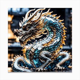 Blue And Gold Dragon Canvas Print
