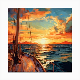 Sunset Sailboat Painting Canvas Print