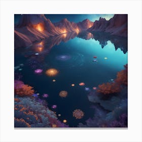 Lake In The Night Canvas Print