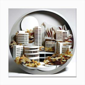 Quilling paper sculpture Cityscape Building Canvas Print