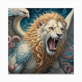 Lion And Octopus Canvas Print