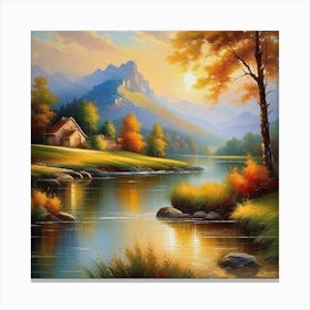 Autumn By The River 4 Canvas Print