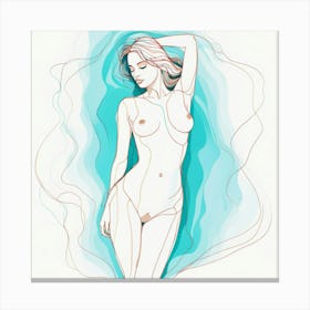Nude Woman lying in the water Canvas Print