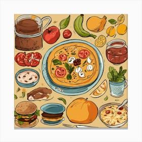 Illustration Of Food For Website Recipes Icon Draw (1) Canvas Print