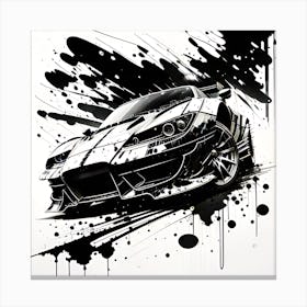 Black And White Car Painting Canvas Print