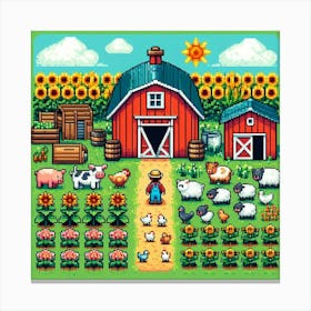 8-bit farmyard 3 Canvas Print