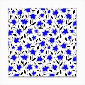 Blue Flowers On White Background Stampe su tela