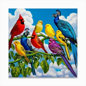 Birds On A Branch Canvas Print