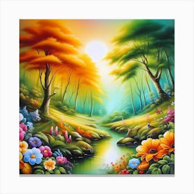 Sunny Day In The Forest Canvas Print