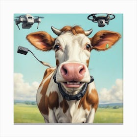 Cow With Drones Canvas Print