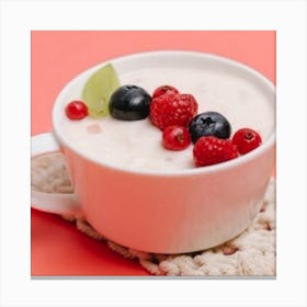Cup Of Yogurt With Berries Canvas Print