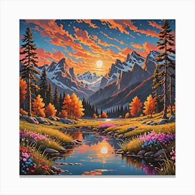 Sunset In The Mountains 4 Canvas Print