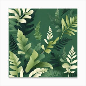 Abstraction with Green fern, Vector art 1 Canvas Print