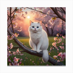 Cherry Blossom Serenity At Sunset Canvas Print