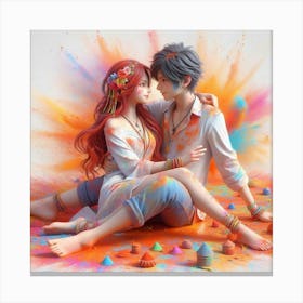 Holi Couple 18 Canvas Print