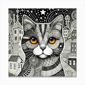 Ember Light City Cat Canvas Print