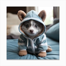 Puppy In A Hoodie Canvas Print