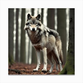 Wolf In The Forest 23 Canvas Print