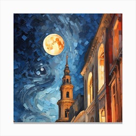 Moonlight In The City Canvas Print