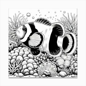 Line Art clownfish 3 Canvas Print