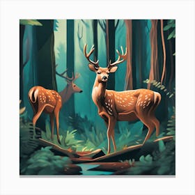 Deer In The Forest 41 Canvas Print