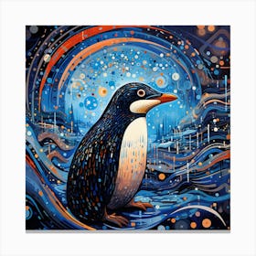 Penguin In Space Canvas Print