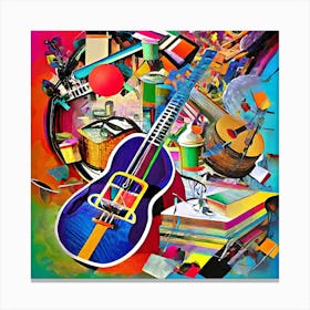 Blue Guitar Canvas Print