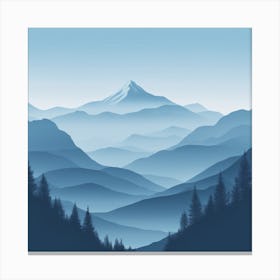 Misty mountains background in blue tone 96 Canvas Print