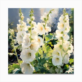 White Hollyhocks Canvas Print