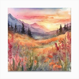 Watercolor Of A Sunset Canvas Print