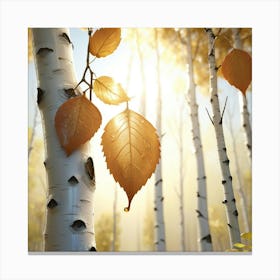 Autumn Leaves In Birch Trees Canvas Print