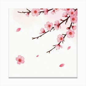 Delicate Watercolor Cherry Blossoms Falling In Spring Air Canvas Print