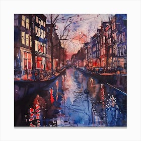 Amsterdam Red Light District at Night Series 3 Canvas Print