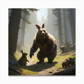 Bears In The Woods 5 Canvas Print