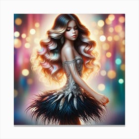 Girl With Feathers Canvas Print